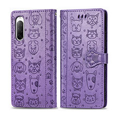 Custodia Portafoglio In Pelle Fantasia Modello Cover con Supporto S03D per Sony Xperia 10 II Viola