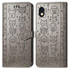 Custodia Portafoglio In Pelle Fantasia Modello Cover con Supporto S03D per Sony Xperia Ace III Grigio