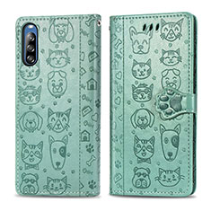 Custodia Portafoglio In Pelle Fantasia Modello Cover con Supporto S03D per Sony Xperia L4 Verde