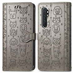 Custodia Portafoglio In Pelle Fantasia Modello Cover con Supporto S03D per Xiaomi Mi Note 10 Lite Grigio