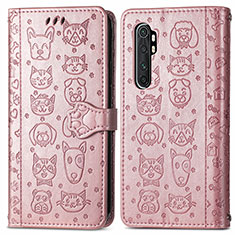 Custodia Portafoglio In Pelle Fantasia Modello Cover con Supporto S03D per Xiaomi Mi Note 10 Lite Oro Rosa