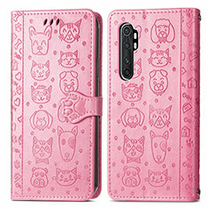 Custodia Portafoglio In Pelle Fantasia Modello Cover con Supporto S03D per Xiaomi Mi Note 10 Lite Rosa
