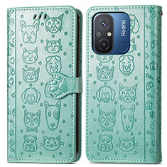 Custodia Portafoglio In Pelle Fantasia Modello Cover con Supporto S03D per Xiaomi Poco C55 Verde
