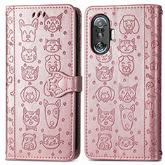 Custodia Portafoglio In Pelle Fantasia Modello Cover con Supporto S03D per Xiaomi Poco F3 GT 5G Oro Rosa