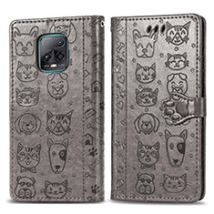 Custodia Portafoglio In Pelle Fantasia Modello Cover con Supporto S03D per Xiaomi Redmi 10X Pro 5G Grigio