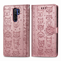 Custodia Portafoglio In Pelle Fantasia Modello Cover con Supporto S03D per Xiaomi Redmi 9 Prime India Oro Rosa