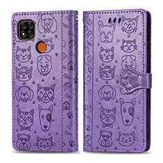 Custodia Portafoglio In Pelle Fantasia Modello Cover con Supporto S03D per Xiaomi Redmi 9C NFC Viola