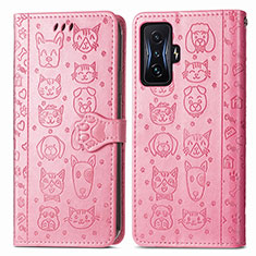 Custodia Portafoglio In Pelle Fantasia Modello Cover con Supporto S03D per Xiaomi Redmi K50 Gaming 5G Rosa
