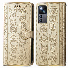 Custodia Portafoglio In Pelle Fantasia Modello Cover con Supporto S03D per Xiaomi Redmi K50 Ultra 5G Oro