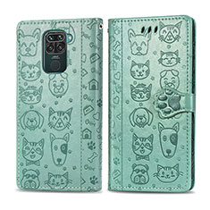 Custodia Portafoglio In Pelle Fantasia Modello Cover con Supporto S03D per Xiaomi Redmi Note 9 Verde