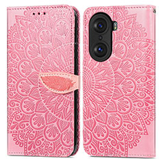 Custodia Portafoglio In Pelle Fantasia Modello Cover con Supporto S04D per Huawei Honor 60 5G Oro Rosa