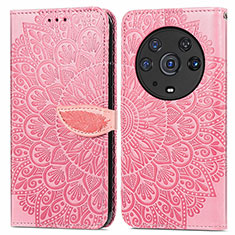Custodia Portafoglio In Pelle Fantasia Modello Cover con Supporto S04D per Huawei Honor Magic3 Pro 5G Oro Rosa