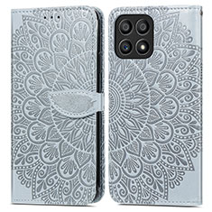 Custodia Portafoglio In Pelle Fantasia Modello Cover con Supporto S04D per Huawei Honor X30i Grigio
