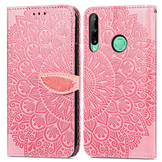 Custodia Portafoglio In Pelle Fantasia Modello Cover con Supporto S04D per Huawei P40 Lite E Oro Rosa
