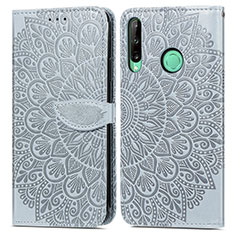 Custodia Portafoglio In Pelle Fantasia Modello Cover con Supporto S04D per Huawei Y7p Grigio