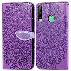 Custodia Portafoglio In Pelle Fantasia Modello Cover con Supporto S04D per Huawei Y7p Viola