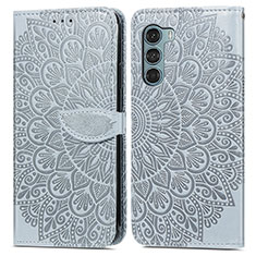 Custodia Portafoglio In Pelle Fantasia Modello Cover con Supporto S04D per Motorola Moto Edge S30 5G Grigio