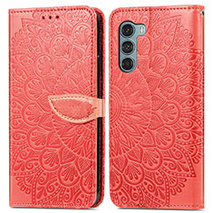 Custodia Portafoglio In Pelle Fantasia Modello Cover con Supporto S04D per Motorola Moto Edge S30 5G Rosso