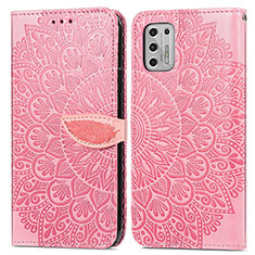 Custodia Portafoglio In Pelle Fantasia Modello Cover con Supporto S04D per Motorola Moto G Stylus (2021) Oro Rosa