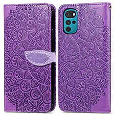 Custodia Portafoglio In Pelle Fantasia Modello Cover con Supporto S04D per Motorola Moto G22 Viola