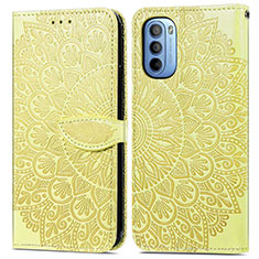 Custodia Portafoglio In Pelle Fantasia Modello Cover con Supporto S04D per Motorola Moto G31 Giallo