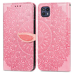 Custodia Portafoglio In Pelle Fantasia Modello Cover con Supporto S04D per Motorola Moto G50 5G Oro Rosa