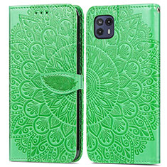 Custodia Portafoglio In Pelle Fantasia Modello Cover con Supporto S04D per Motorola Moto G50 5G Verde