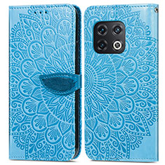 Custodia Portafoglio In Pelle Fantasia Modello Cover con Supporto S04D per OnePlus 10 Pro 5G Blu