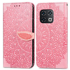 Custodia Portafoglio In Pelle Fantasia Modello Cover con Supporto S04D per OnePlus 10 Pro 5G Oro Rosa
