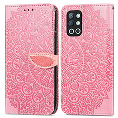 Custodia Portafoglio In Pelle Fantasia Modello Cover con Supporto S04D per OnePlus 9R 5G Oro Rosa