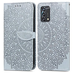 Custodia Portafoglio In Pelle Fantasia Modello Cover con Supporto S04D per Oppo F19 Grigio