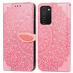 Custodia Portafoglio In Pelle Fantasia Modello Cover con Supporto S04D per Samsung Galaxy A02s Oro Rosa