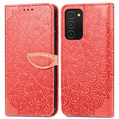 Custodia Portafoglio In Pelle Fantasia Modello Cover con Supporto S04D per Samsung Galaxy A02s Rosso