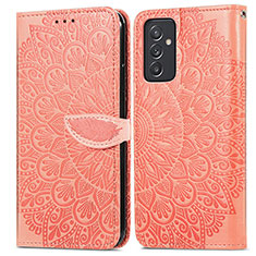 Custodia Portafoglio In Pelle Fantasia Modello Cover con Supporto S04D per Samsung Galaxy A05s Arancione