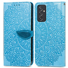 Custodia Portafoglio In Pelle Fantasia Modello Cover con Supporto S04D per Samsung Galaxy A05s Blu
