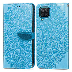 Custodia Portafoglio In Pelle Fantasia Modello Cover con Supporto S04D per Samsung Galaxy A12 Nacho Blu