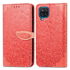 Custodia Portafoglio In Pelle Fantasia Modello Cover con Supporto S04D per Samsung Galaxy A12 Nacho Rosso