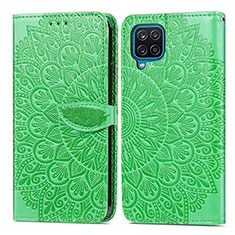 Custodia Portafoglio In Pelle Fantasia Modello Cover con Supporto S04D per Samsung Galaxy A12 Nacho Verde