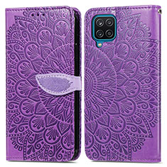 Custodia Portafoglio In Pelle Fantasia Modello Cover con Supporto S04D per Samsung Galaxy A12 Nacho Viola