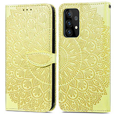 Custodia Portafoglio In Pelle Fantasia Modello Cover con Supporto S04D per Samsung Galaxy A52 5G Giallo