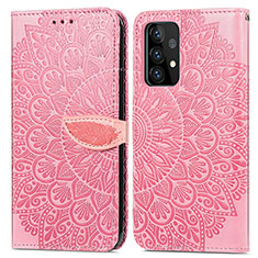 Custodia Portafoglio In Pelle Fantasia Modello Cover con Supporto S04D per Samsung Galaxy A52s 5G Oro Rosa