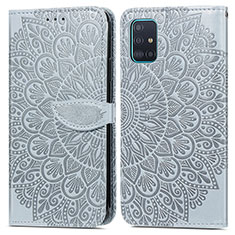Custodia Portafoglio In Pelle Fantasia Modello Cover con Supporto S04D per Samsung Galaxy A71 4G A715 Grigio