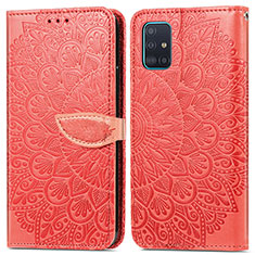 Custodia Portafoglio In Pelle Fantasia Modello Cover con Supporto S04D per Samsung Galaxy A71 4G A715 Rosso