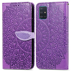 Custodia Portafoglio In Pelle Fantasia Modello Cover con Supporto S04D per Samsung Galaxy A71 4G A715 Viola