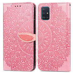Custodia Portafoglio In Pelle Fantasia Modello Cover con Supporto S04D per Samsung Galaxy A71 5G Oro Rosa