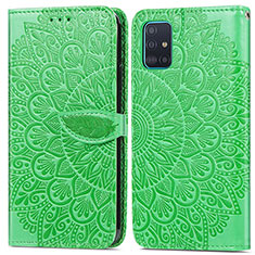 Custodia Portafoglio In Pelle Fantasia Modello Cover con Supporto S04D per Samsung Galaxy A71 5G Verde
