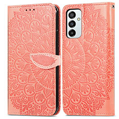 Custodia Portafoglio In Pelle Fantasia Modello Cover con Supporto S04D per Samsung Galaxy F23 5G Arancione