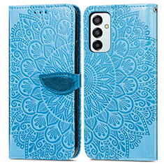 Custodia Portafoglio In Pelle Fantasia Modello Cover con Supporto S04D per Samsung Galaxy M23 5G Blu