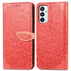 Custodia Portafoglio In Pelle Fantasia Modello Cover con Supporto S04D per Samsung Galaxy M23 5G Rosso