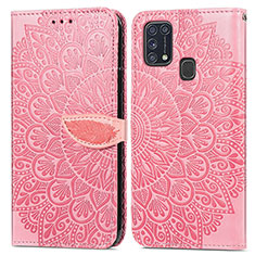 Custodia Portafoglio In Pelle Fantasia Modello Cover con Supporto S04D per Samsung Galaxy M31 Prime Edition Oro Rosa